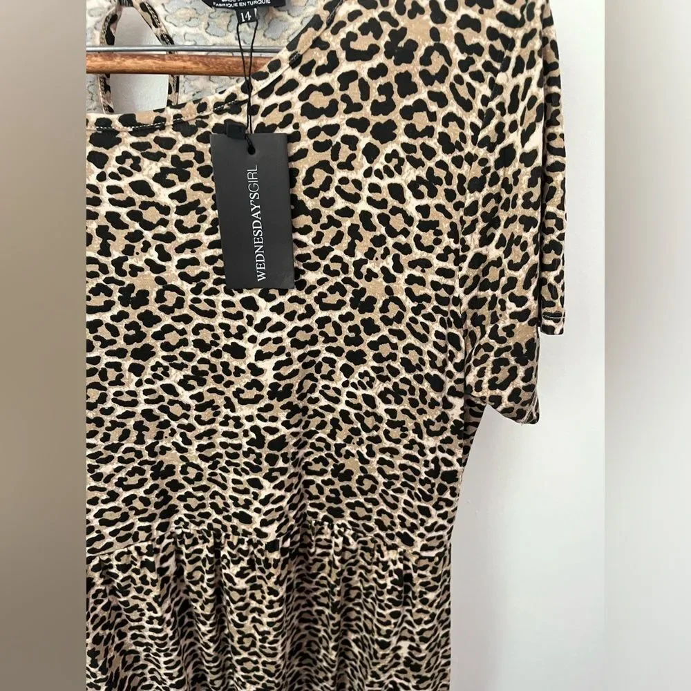 Wednesday’s Girl Maternity Dress cheetah Leopard Print NWT Size 14 NEW
